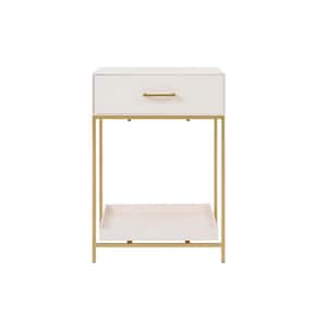 Fendale 1 Drawer Ivory Wood Nightstand (18.11 in W. X 26 in H.)