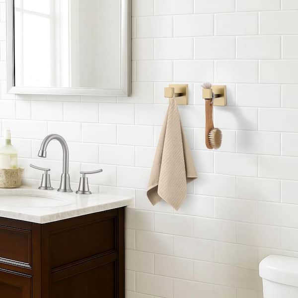 Stainless Steel Single J-Hook Robe/Towel Hook in Gold 2-Pack