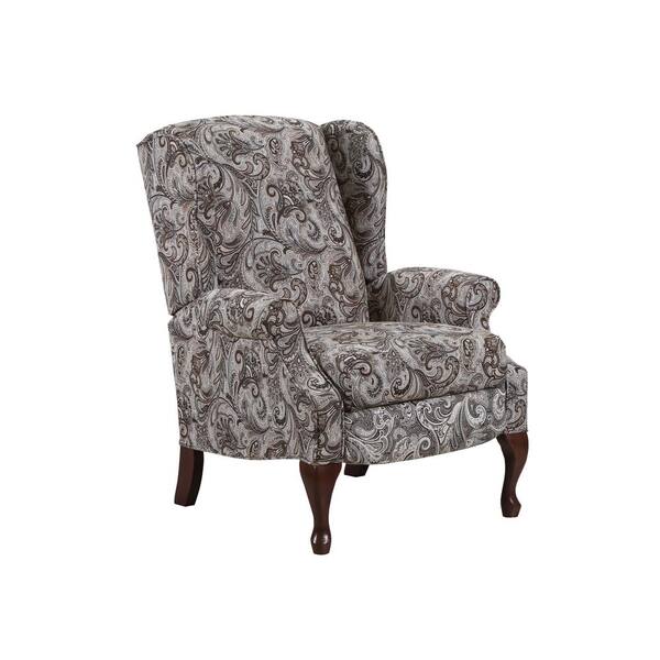 Lane 30 in. Width Big and Tall Chocolate/Khaki/Gray Polyester 3 Position Wingback Recliner