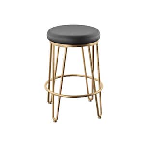 Stillens 26 in. Gold Backless Metal Counter Stool with Faux Leather Seat