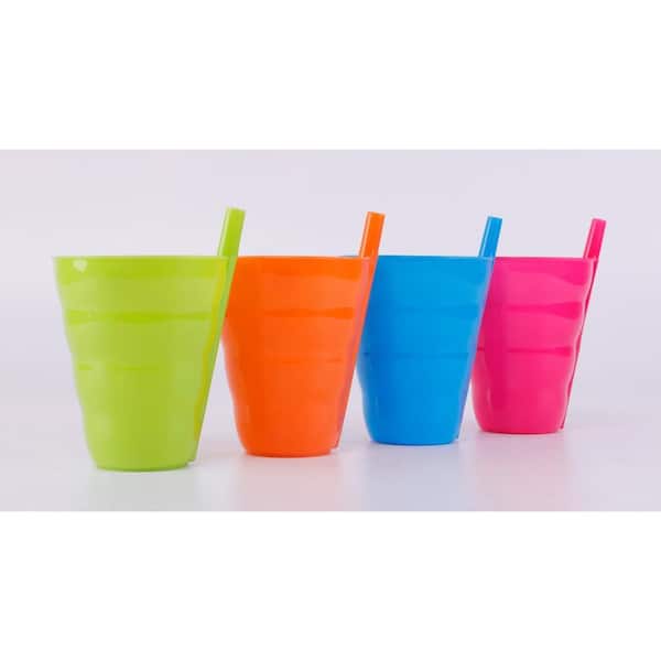 Reusable Plastic Cups with Straw Small