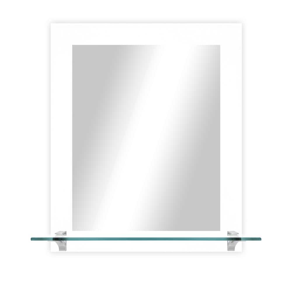 21.5 in. W x 25.5 in. H Rectangle White Vertical Mirror With Tempered Glass