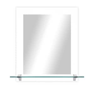 21.5 in. W x 25.5 in. H Rectangle White Vertical Mirror With Tempered Glass Shelf/Chrome Brackets