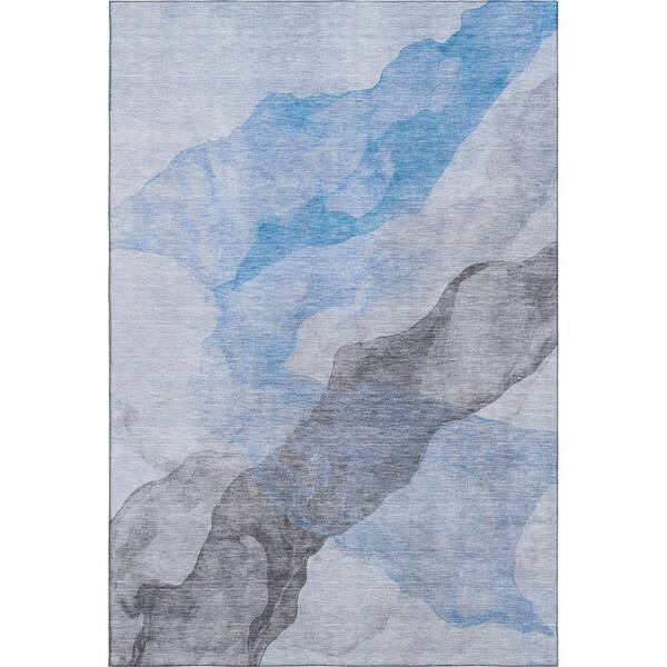 Mayfield Premium Machine Washable Abstract AMF2109 Sky 3 ft. x 4 ft. Area Rug