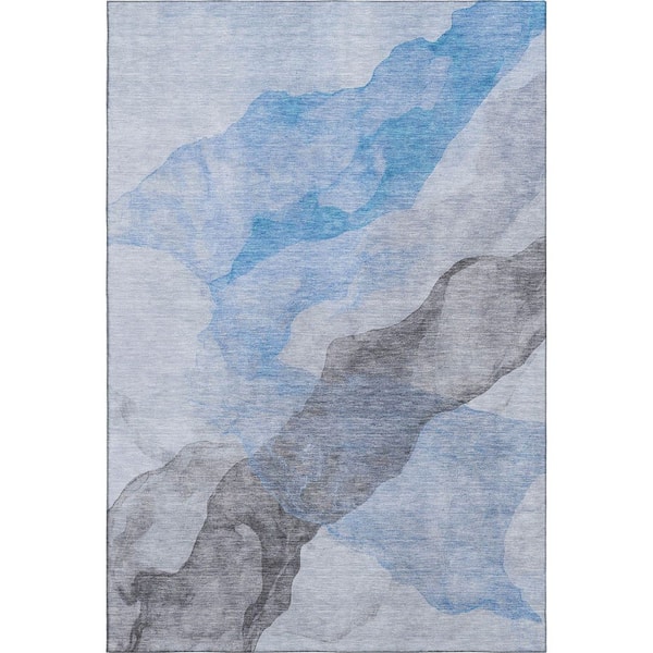 Mayfield Premium Machine Washable Abstract AMF2109 Sky 5 ft. x 7 ft. 6 in. Area Rug
