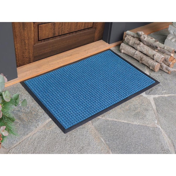 Indoor Outdoor Doormat Blue 24 in. x 36 in. Button Floor Mat