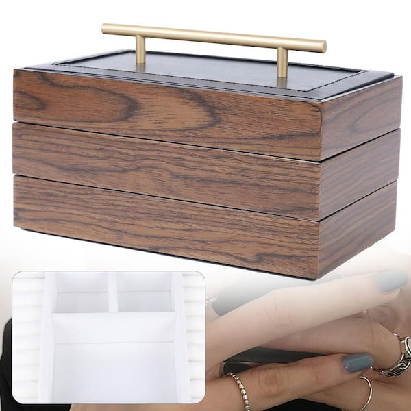 Linen Large Jewelry Box 54 Grids Nail Art Jewelry Display Box with