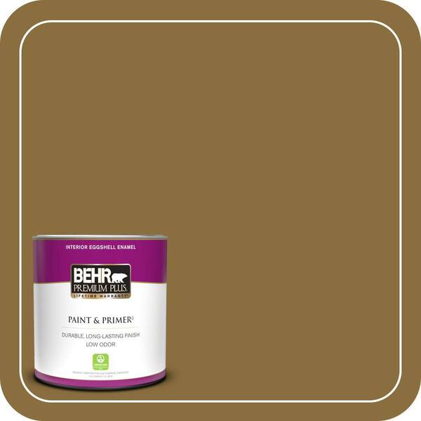 BEHR PREMIUM PLUS 1 qt. #S310-7A Vintage Brass Eggshell Enamel Low Odor Interior Paint and Primer