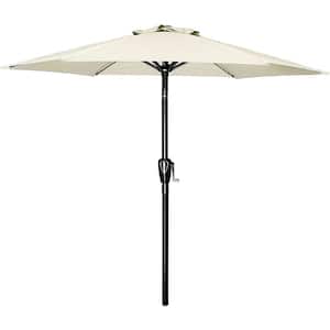 7.5 ft. Patio Outdoor Table Market Yard Umbrella with Push Button Tilt/Crank, 6 Sturdy Ribs Beige