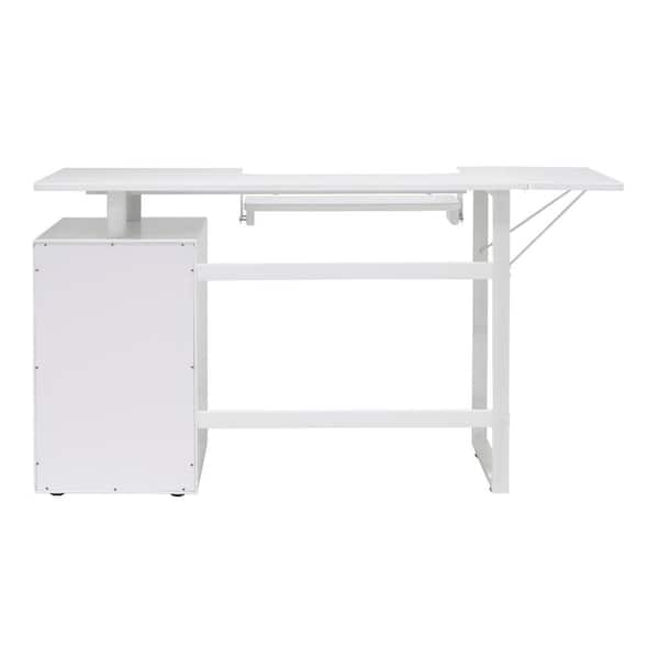 Sew Ready , White Pro Line Craft, Sewing Table, Office Desk with Drawer, Sliding Shelf in Storage Cabinet
