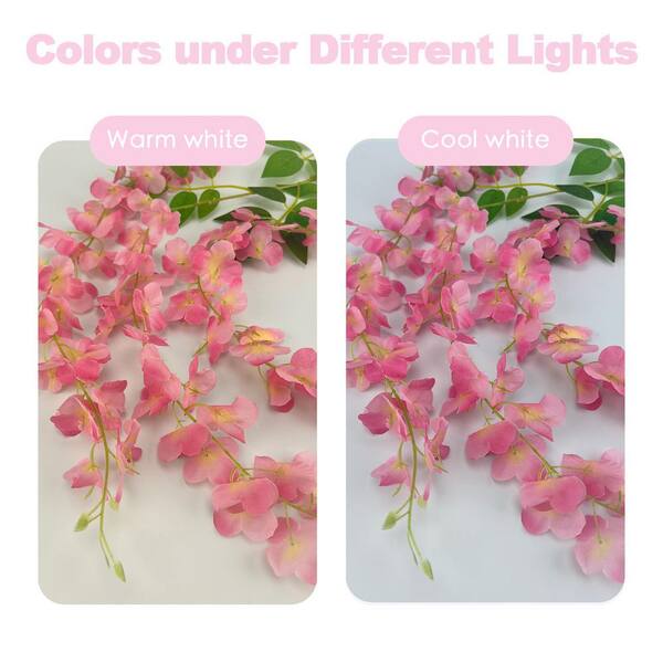 Afoxsos 1.18 in Pink Artificial Wisteria Flowers Hedges Panel