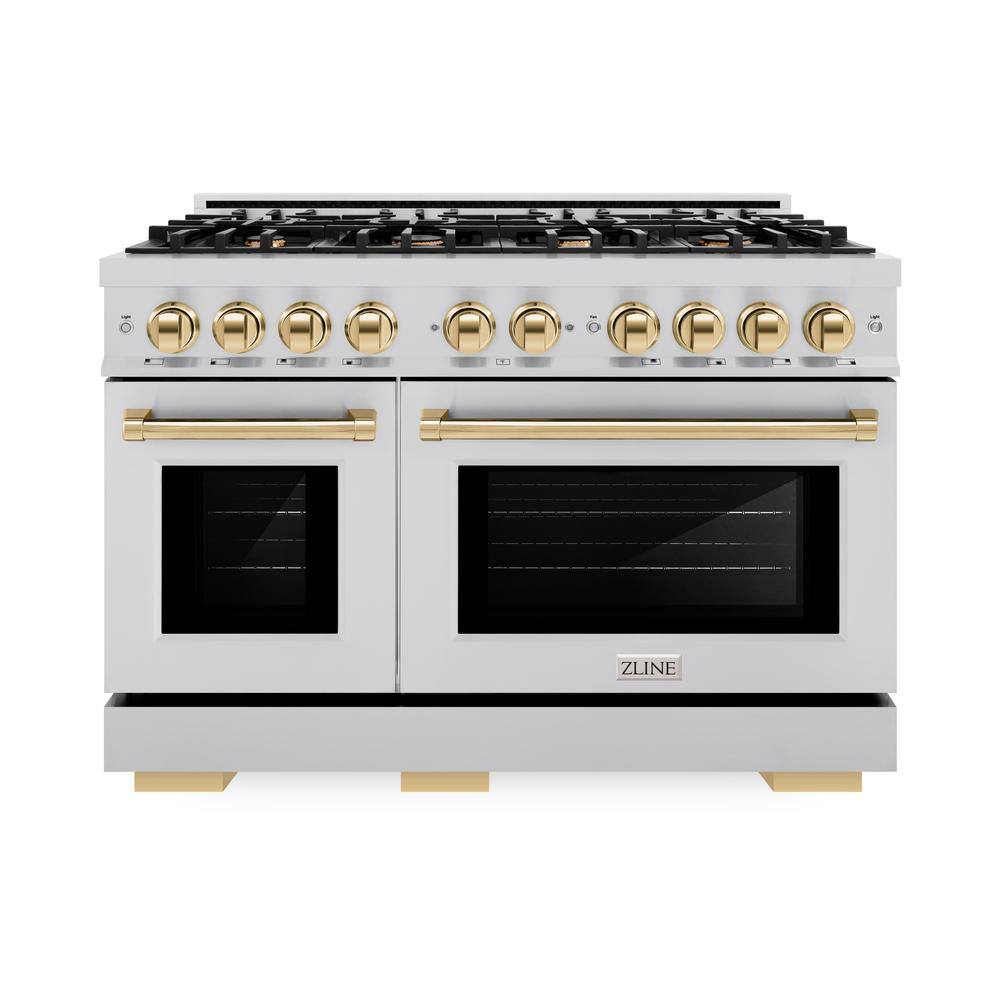 Select 48 in. 8-Burner Dual Fuel Range with Double Oven in Stainless Steel and Polished Gold price history on PriceWatchPro