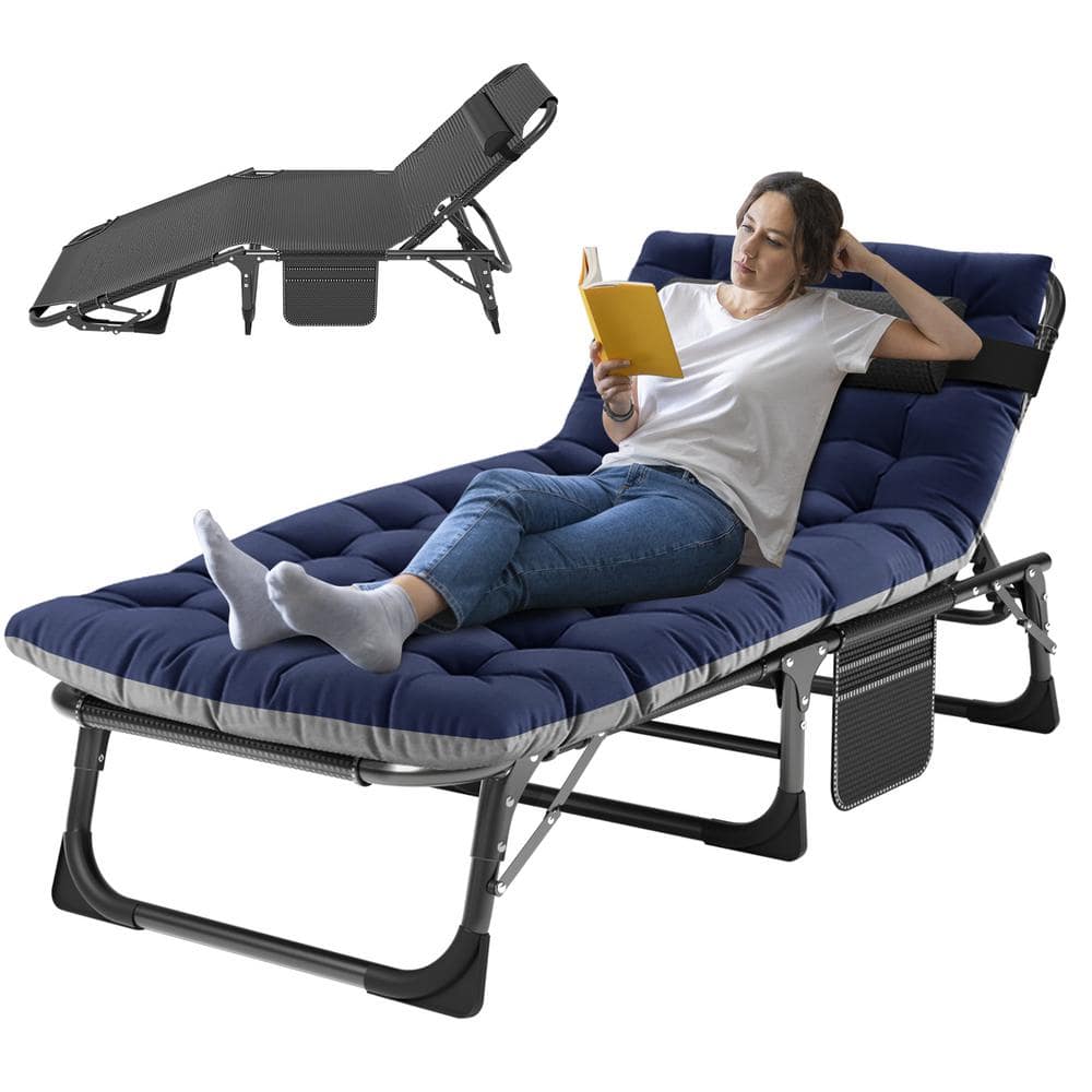 Adjustable 4-Position Adults Reclining Folding Chaise with Pillow