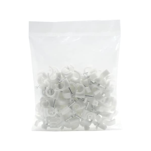 8 mm Cable Clips, White, 100-Pack