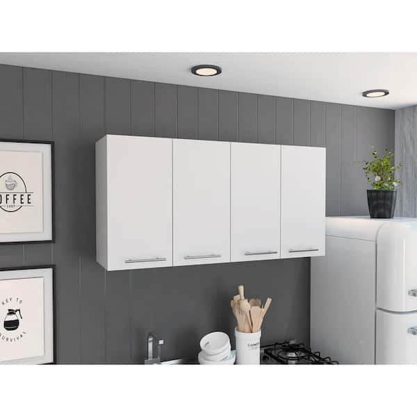 Aoibox 13.1-in W x 47.2-in D x 23.6-in H Particle Board Ready to Assemble Upper Wall Mounted Double Kitchen Cabinet in Black