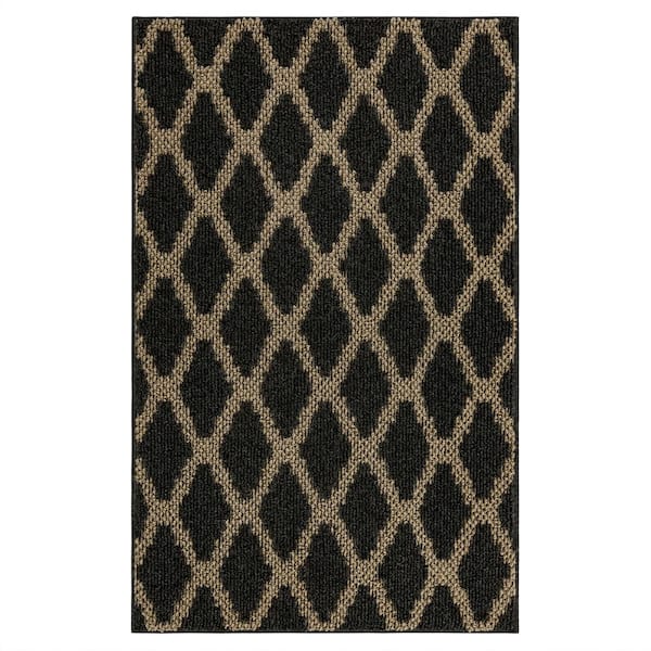 Mohawk Home Basics Prism Black 2 ft. 6 in. x 3 ft. 10 in. Transitional Tufted Geometric Lattice Polyester Rectangle Area Rug
