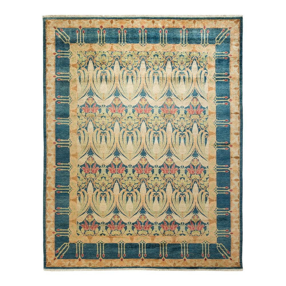 Solo Rugs Arts and Crafts OneofaKind Contemporary Blue 8 ft. 1 in. x 10 ft. 3 in. Floral Area