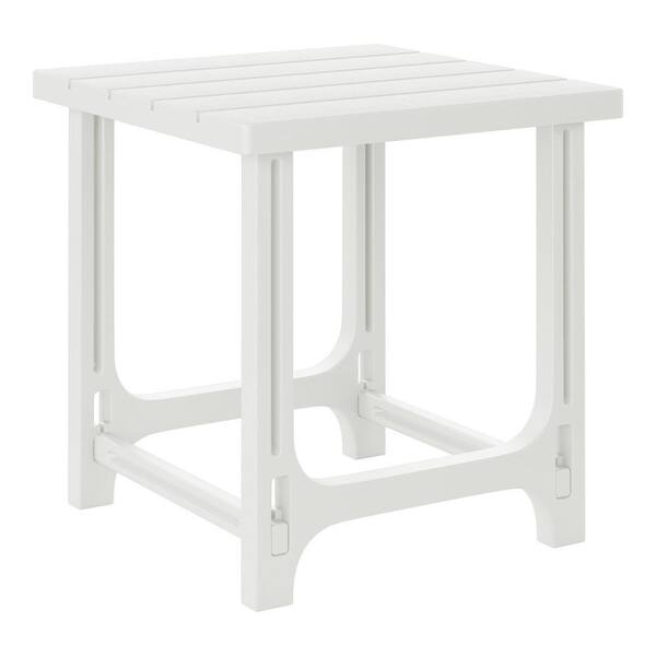Coastline 18 in. Wide White Poly Plastic Fade Resistant Outdoor Patio Square Adirondack Side Table