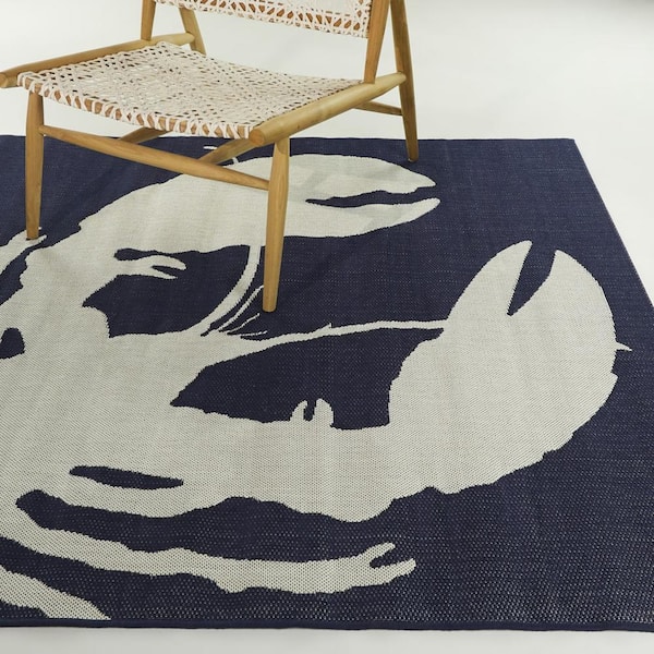 Beach Navy 5 ft. 3 in. x 7 ft. Animal Print Indoor/Outdoor Area Rug