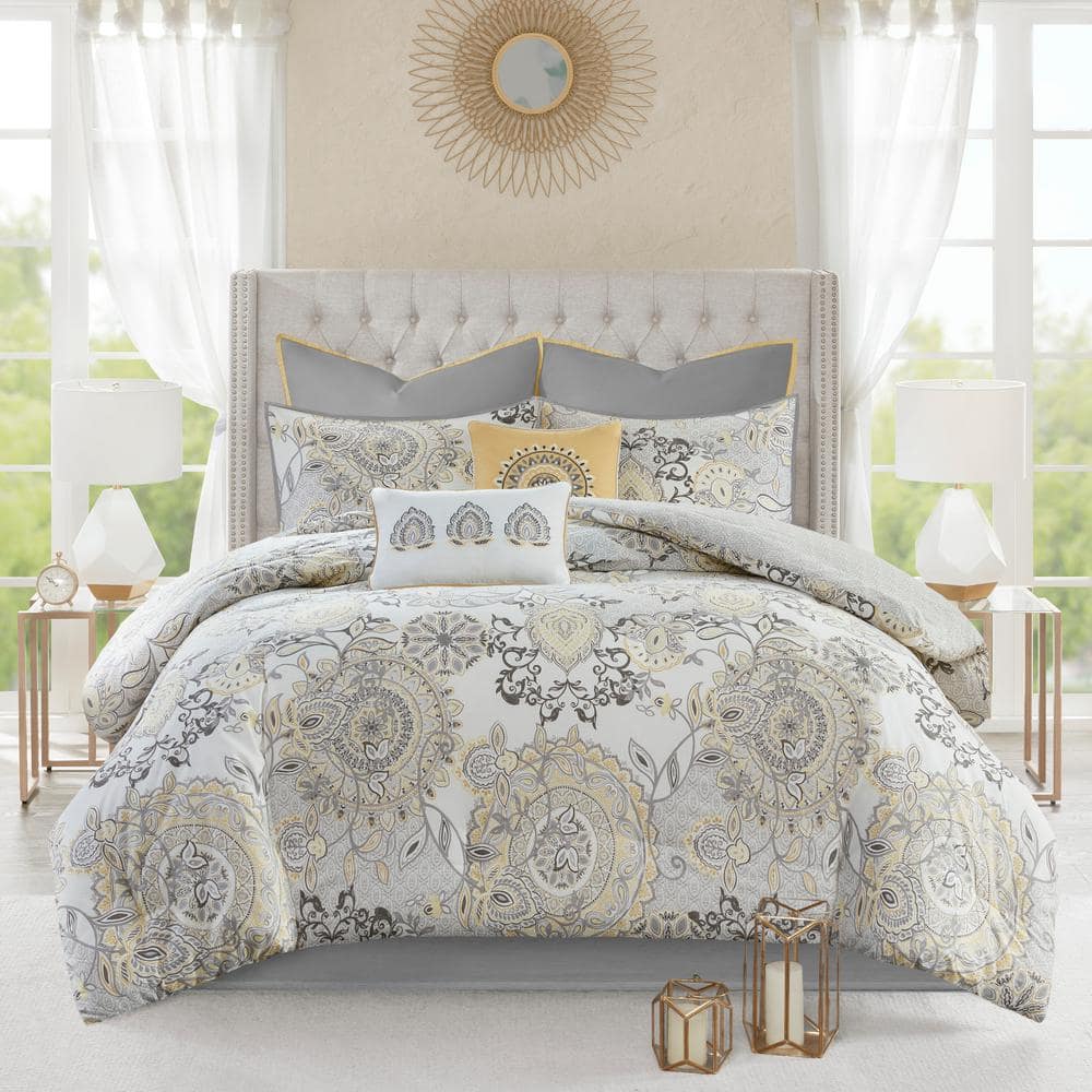 Isla Queen Blue Cotton Reversible 8-Piece Bedspread Set