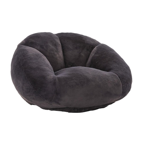 Modern Black Faux Fur Shell-Shaped Bean Bag Chair