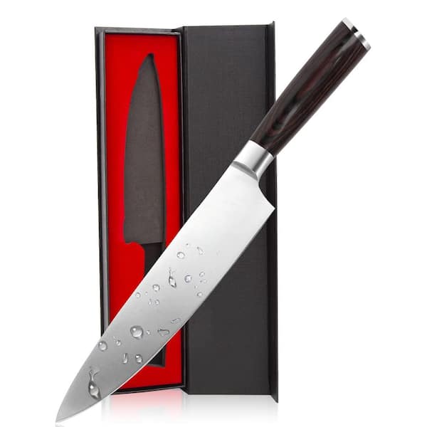 8 in. High Carbon Stainless Steel Partial Tang Japanese Chef Knife with Pakkawood Handle, Kitchen Gadgets with Gift Box