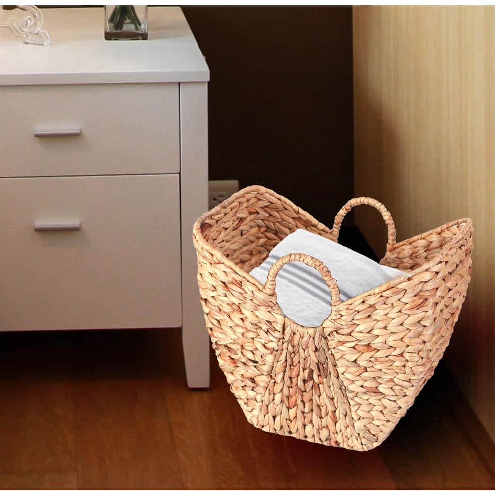 Large Natural Wicker Laundry Basket with Round Handles