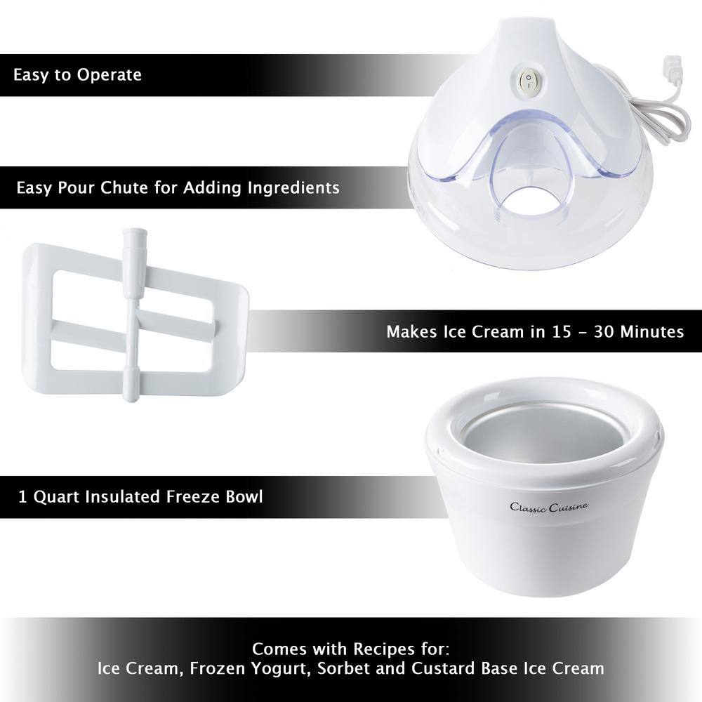 Automatic White Frozen Bowl Ice Cream Maker