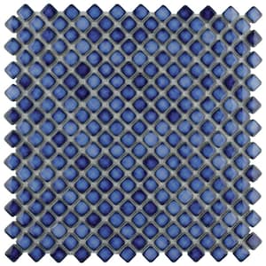 Hudson Diamond Sapphire 12 in. x 12 in. Porcelain Mosaic Tile (10.85 sq. ft. / Case)