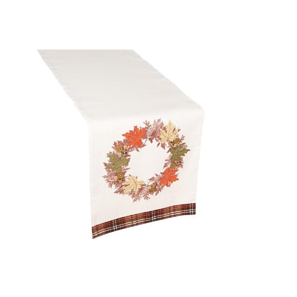 Xia Home Fashions 13 in. x 108 in. Maple Wreath Fall Table Runner ...