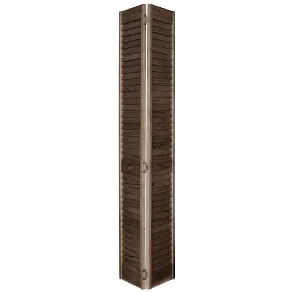 Home Fashion Technologies 32 in. x 80 in. 2 in. Louver/Louver MinWax Dark Walnut Solid Wood Interior Closet Bi-fold Door