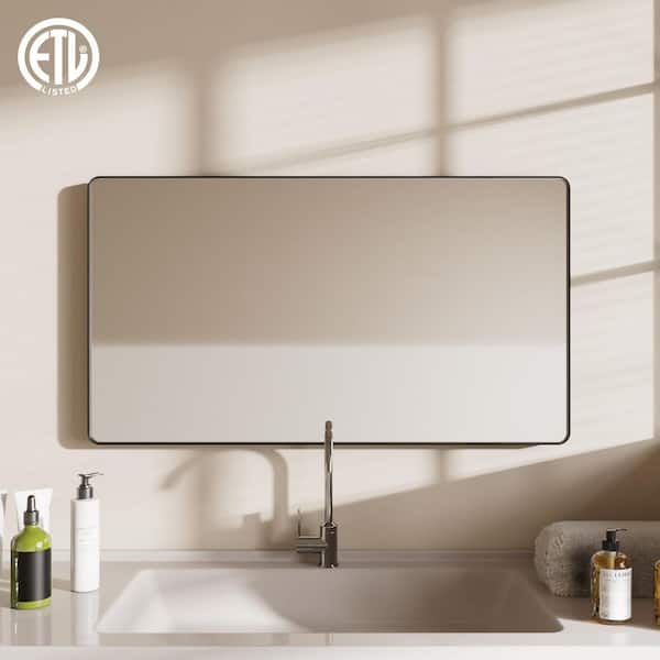 Vinrage 72 in. W x 40 in. H Bath Mirrors Square Black Framed Wall Mount Bathroom Vanity Mirror in Black