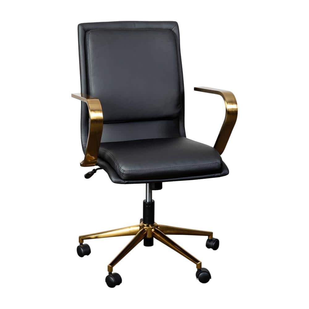Carnegy Avenue Black/Gold Leather/Faux Leather Office/Desk Chair Table Top Only CGAGO512595BL