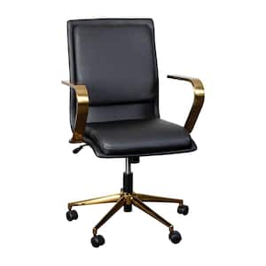 Black/Gold Leather/Faux Leather Office/Desk Chair Table Top Only