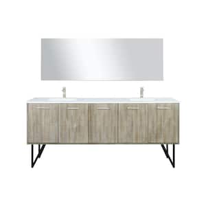 Lancy 80 in W x 20 in D Rustic Acacia Double Bath Vanity, Cultured Marble Top, Brushed Nickel Faucet Set and Mirror