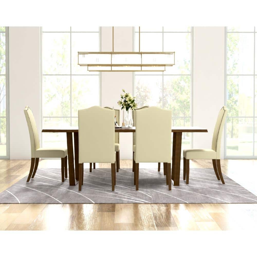 High-Back Harvest Oak Parsons Side Chair with Linen Upholstery