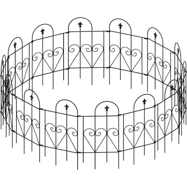 14-Piece Pack 32 in. Tall Decorative Garden Fence Rust Resistant Black Metal Fence, Combination Movable