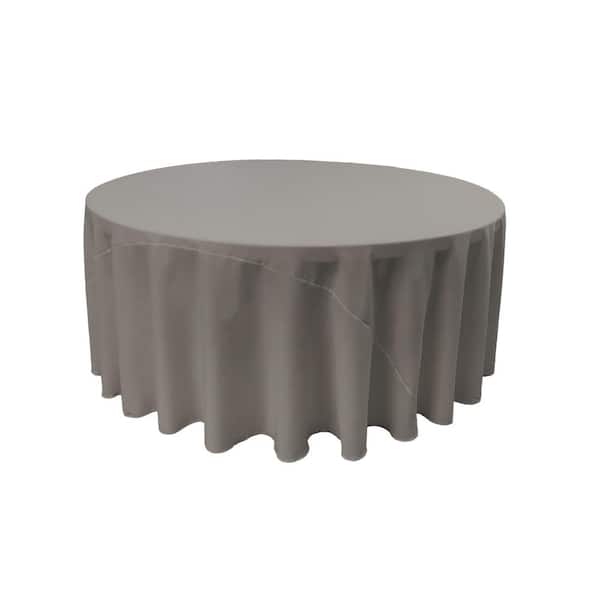 LA Linen 132 in. Round Dark Gray Polyester Poplin Tablecloth