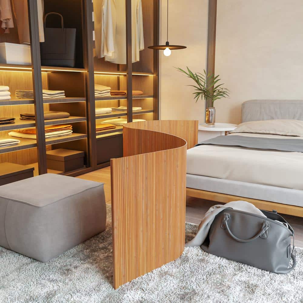 Natural Bamboo Wave Desktop Privacy Screen