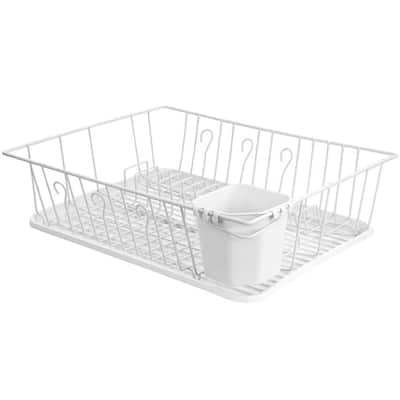 Oumilen White Standing Dish Rack PSHK107 - The Home Depot