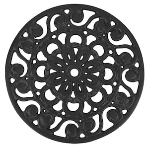 7.75 in. Decorative Cast Iron Metal Trivet (Black)