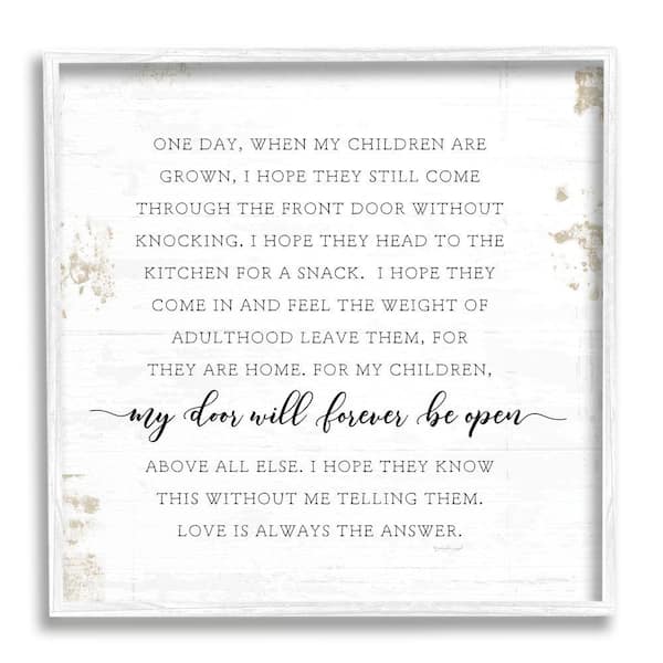 Stupell Industries "When My Children Are Grown Text Homely Word Design" by Jennifer Pugh Framed Country Wall Art Print 12 in. x 12 in.