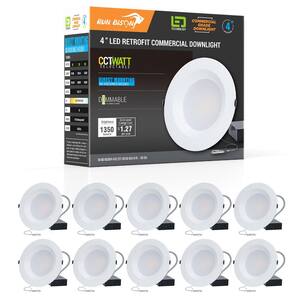 4 in. CCT and Wattage Selectable New Construction or Remodel IC Rated Integrated LED Commercial Downlight(10-pack)