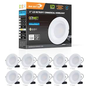 4 in. CCT and Wattage Selectable New Construction or Remodel IC Rated Integrated LED Commercial Downlight(10-pack)