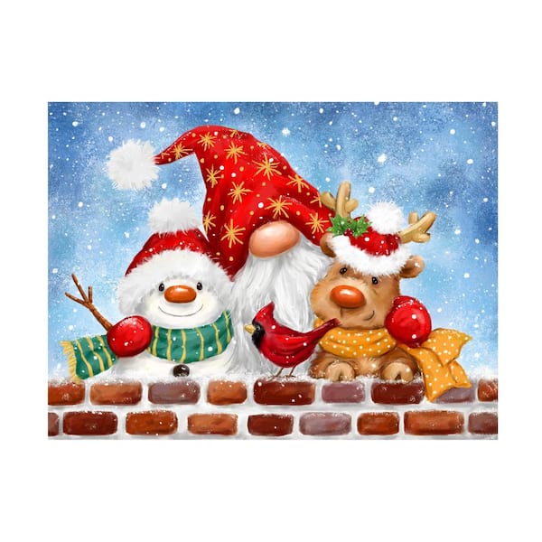 Trademark Fine Art Unframed Home MAKIKO 'Gnome With Winter Friends' Photography Wall Art 24 in. x 32 in.