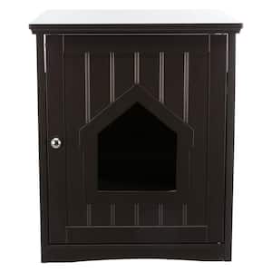 Standard Wood Litter Box Enclosure with Top Shelf in Brown