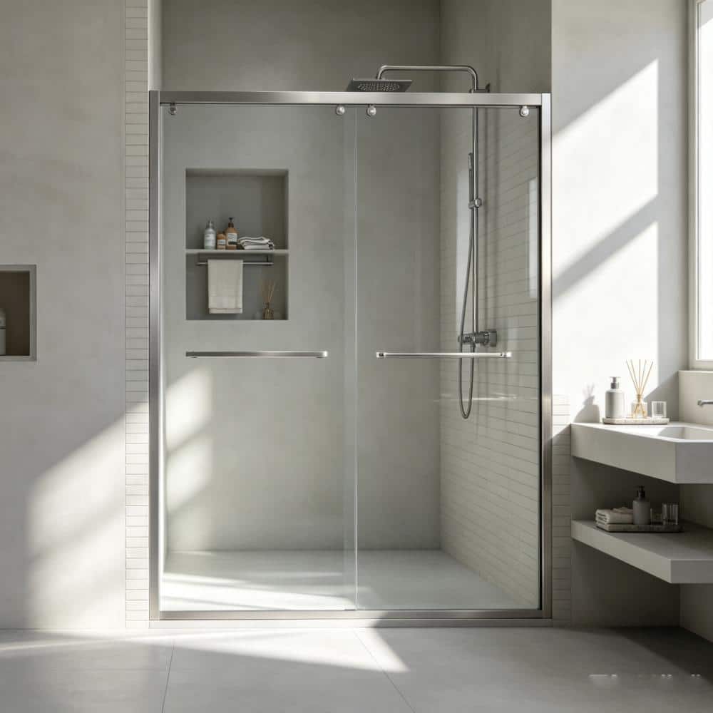 60 in. W x 70 in. H Sliding Semi-Frame Shower Door in Chrome Finish with Clear Tempered Glass price history on PriceWatchPro