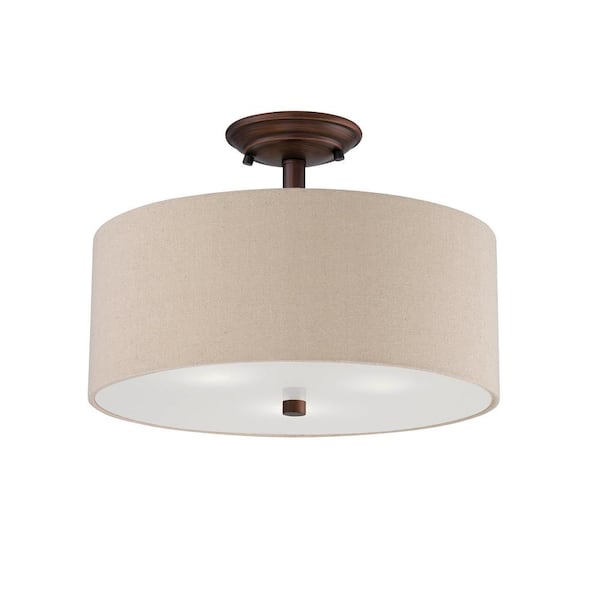 Millennium Lighting 15 in. 3-Light Rubbed Bronze Semi-Flush Mount