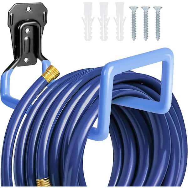1 Pcs Metal Garden Hose Holder-Heavy Duty Hose Hanger Wall Mounted Water Hose Holder for Outside Yard-Blue