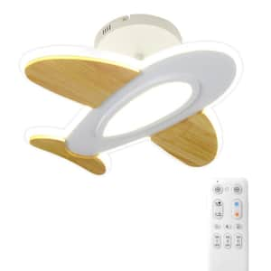 20 in. Modern Cartoon Plane Shade Art Deco Dimmable Integrated LED Semi Flush Mount Ceiling Light Fixture for Bedroom